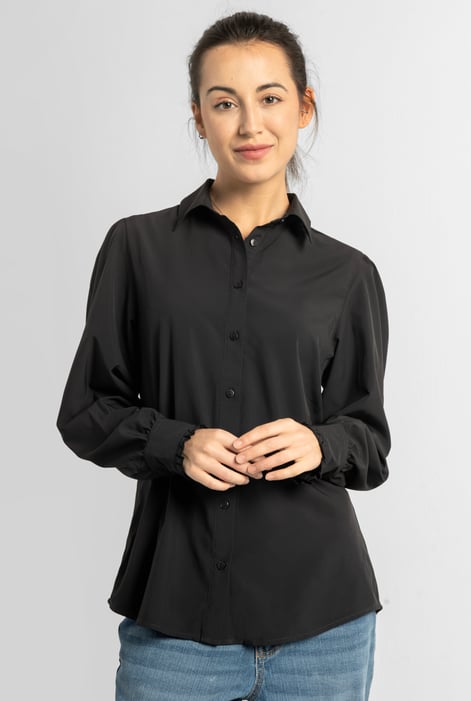 Black Super Soft Black Shirt With Long Puff Sleeves