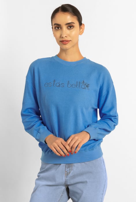 Blue Estás Bella Long Sleeve Sweatshirt