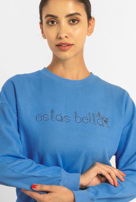 Blue Estás Bella Long Sleeve Sweatshirt