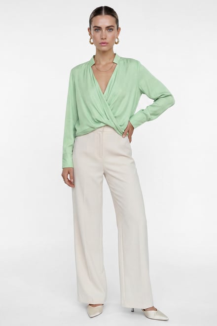 Long Sleeves Wrap Blouse