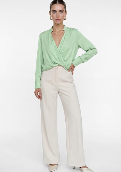 Long Sleeves Wrap Blouse