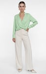 Long Sleeves Wrap Blouse