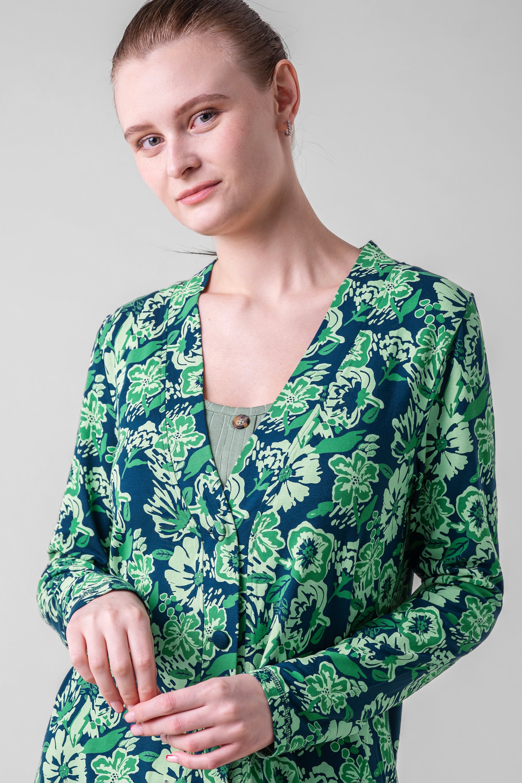 Womens Wild Flower Print Longline Midi Dress