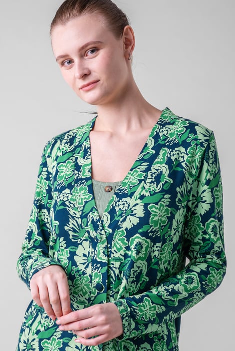 Womens Green Wild Flower Print Longline Midi Dress