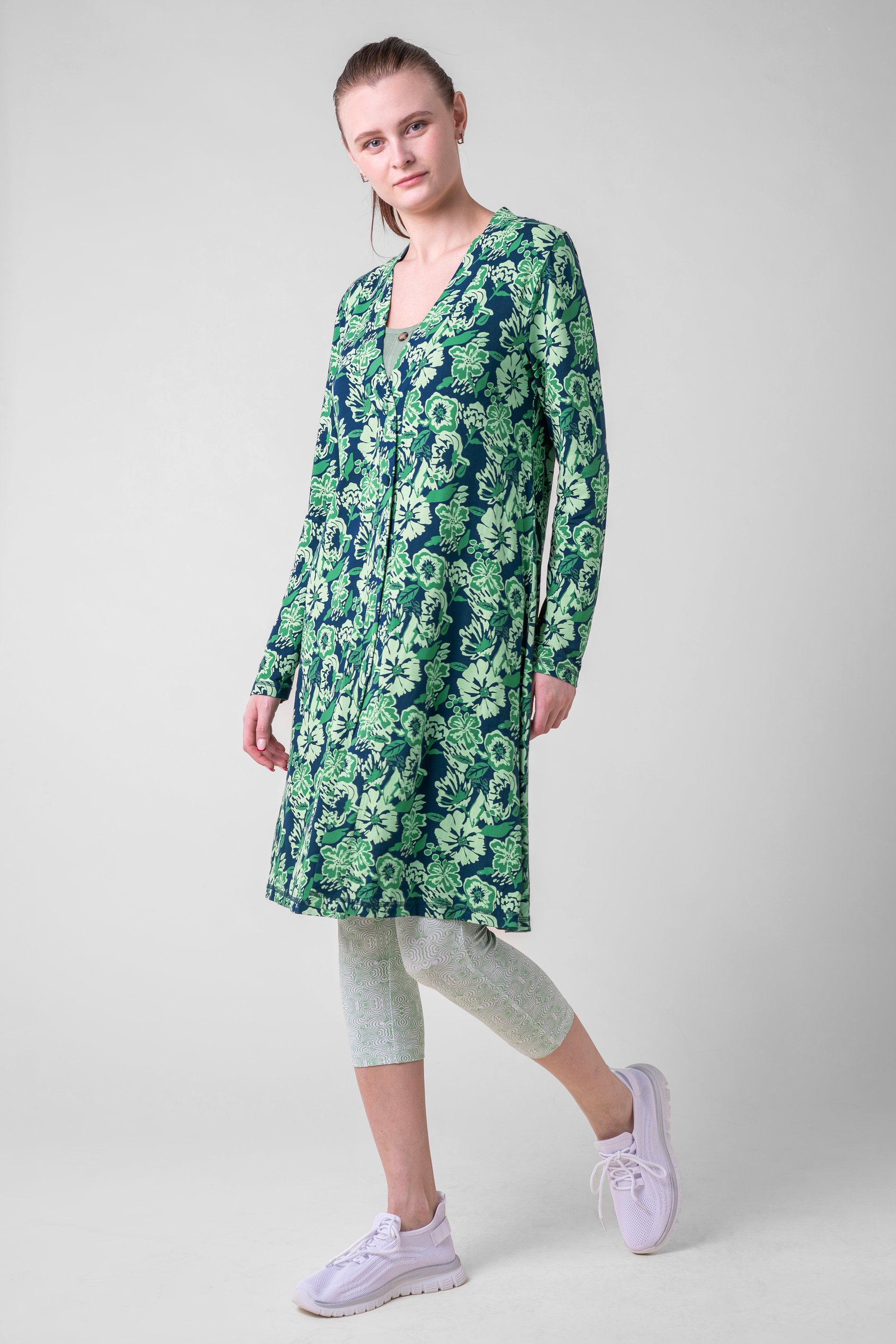 Womens Wild Flower Print Longline Midi Dress