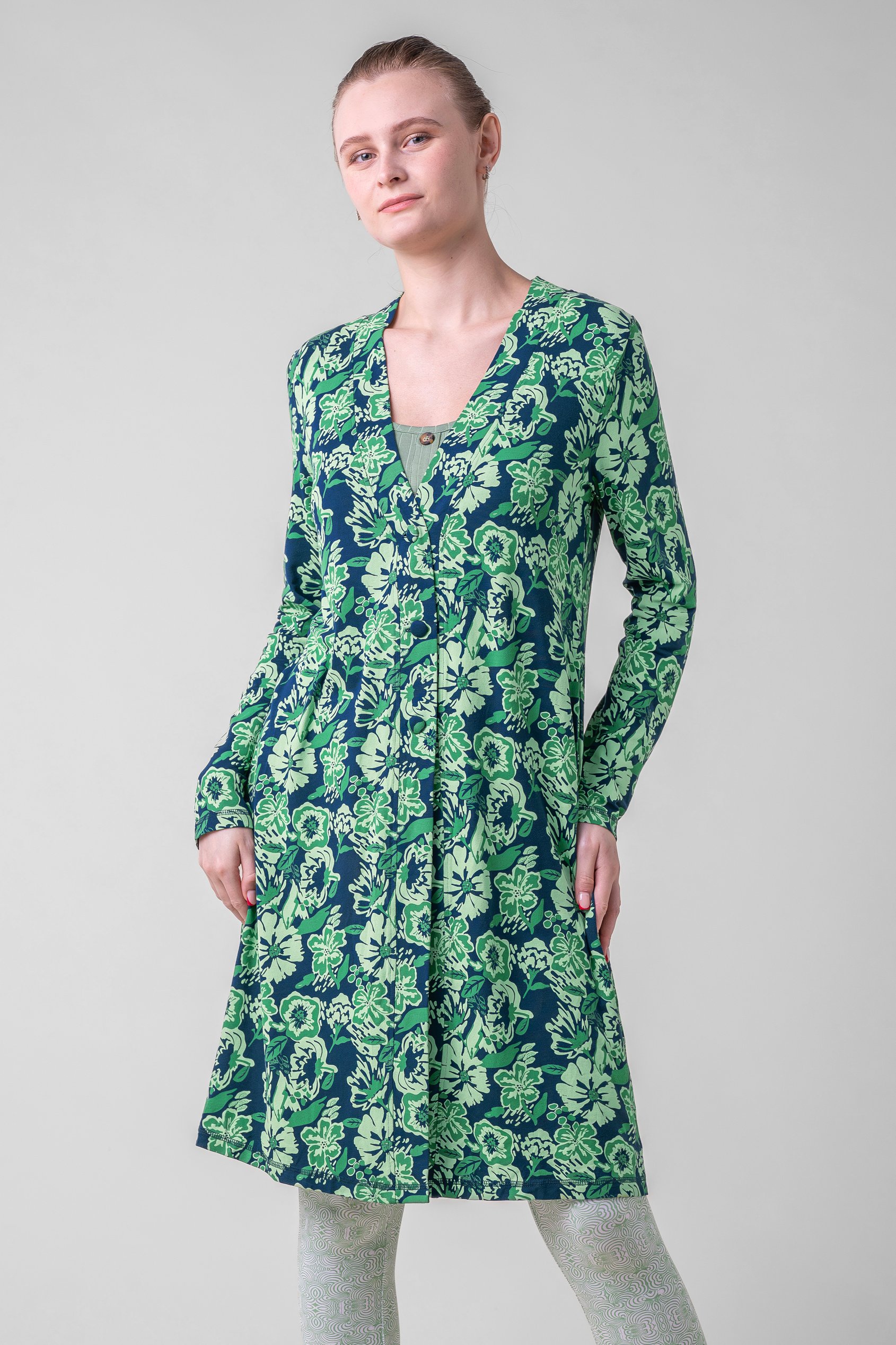 Womens Wild Flower Print Longline Midi Dress