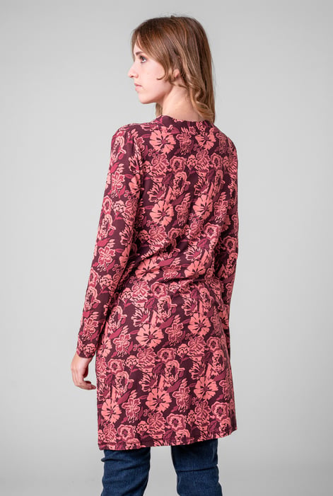 Womens Red Wild Flower Print Longline Midi Dress