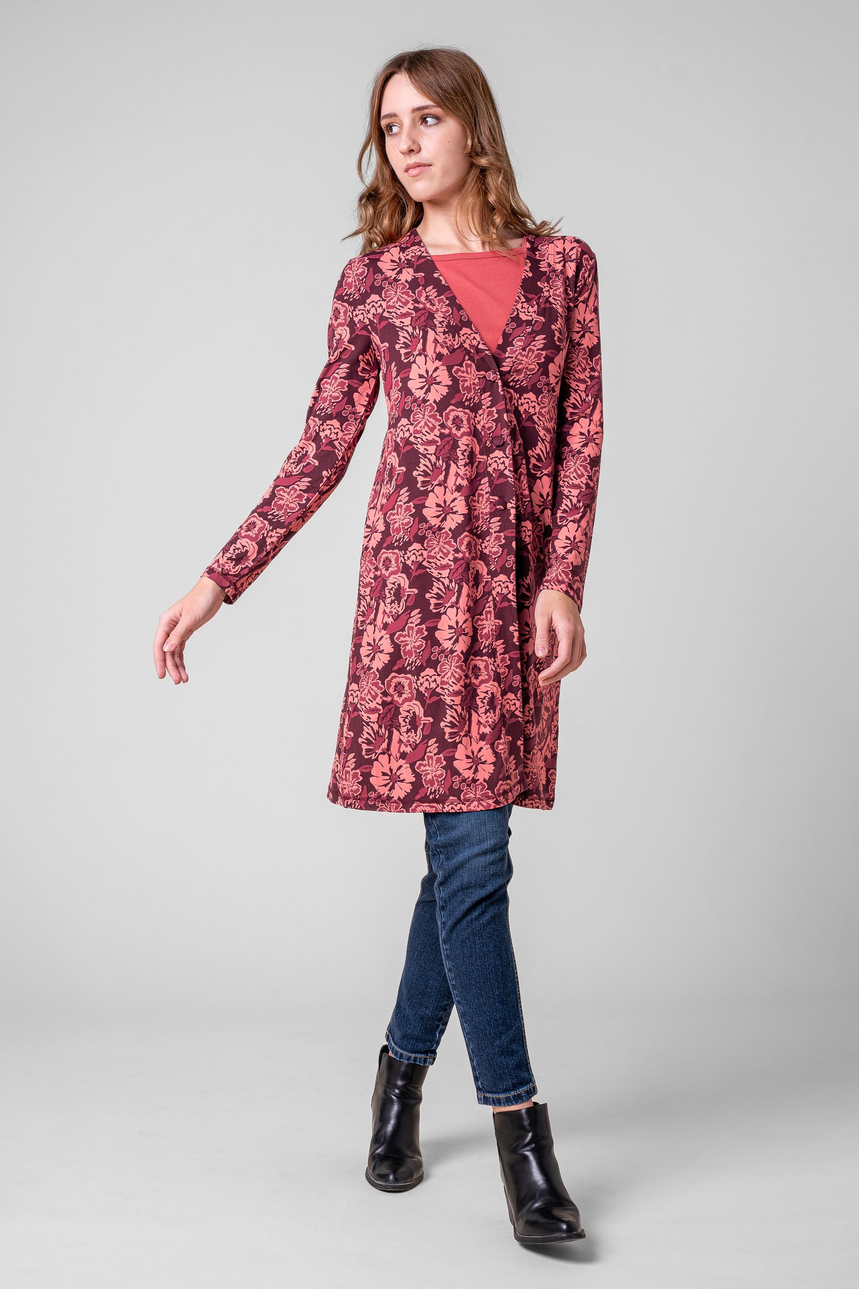 Womens Wild Flower Print Longline Midi Dress