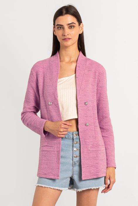 Womens Grey Slim Fit Knit Jacket
