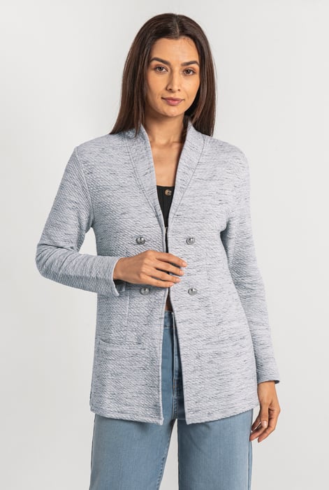 Womens Grey Slim Fit Knit Jacket