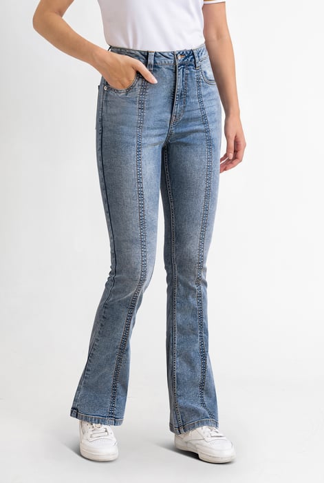 Light Blue Lift Skinny And Shape Low Rise Flared Jeans