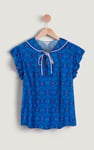 Women’s Sleeveless Blouse with Lace Trim Print