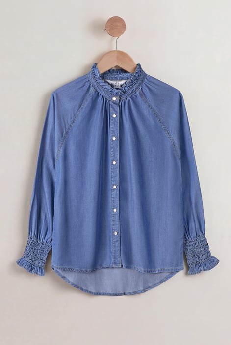 Women's Loose Fit Tencel Blue Denim Shirt