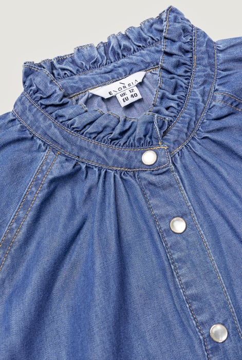 Women's Loose Fit Tencel Blue Denim Shirt