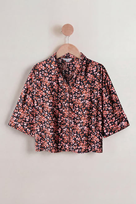 Women's Floral Cuban Collar Boxy Shirt