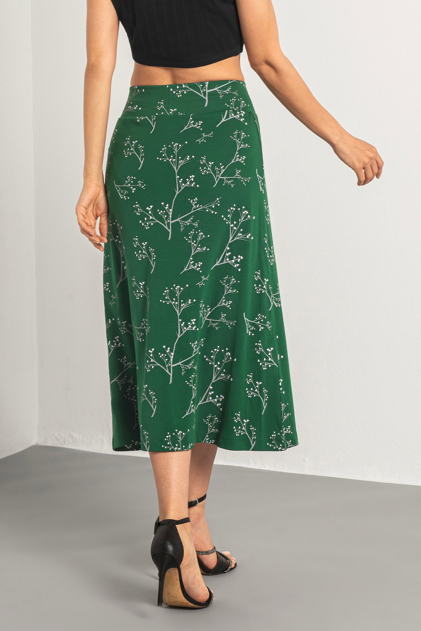 Women High Waist Lace Up A-Line Midi Skirt