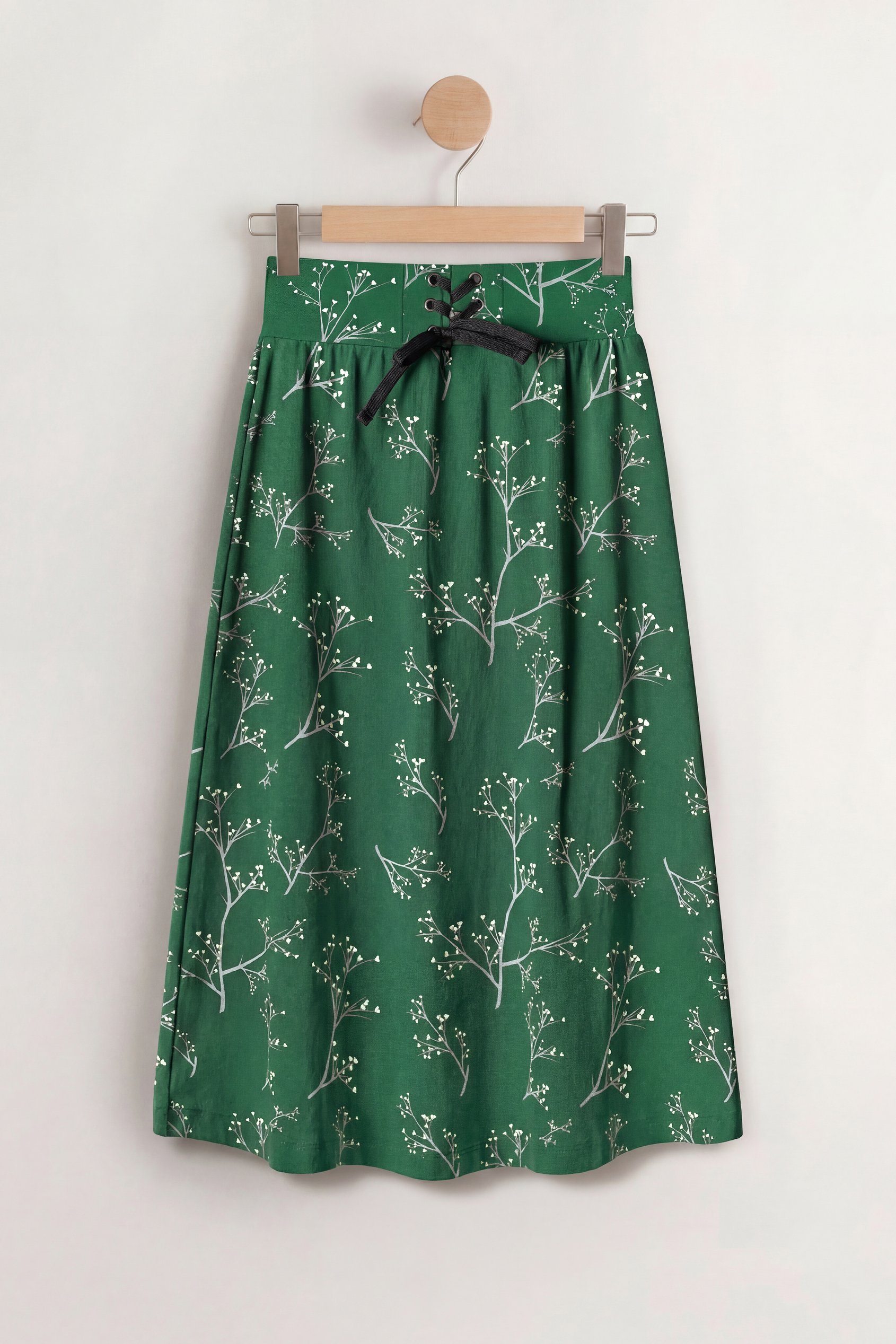 Women High Waist Lace Up A-Line Midi Skirt