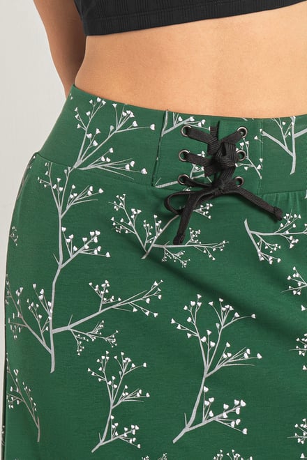 Women High Waist Lace Up A-Line Midi Skirt