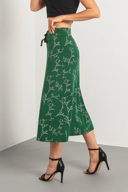 Women High Waist Lace Up A-Line Midi Skirt