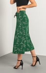 Women High Waist Lace Up A-Line Midi Skirt