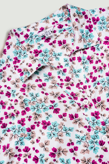 Women's Floral Cuban Collar Boxy Shirt