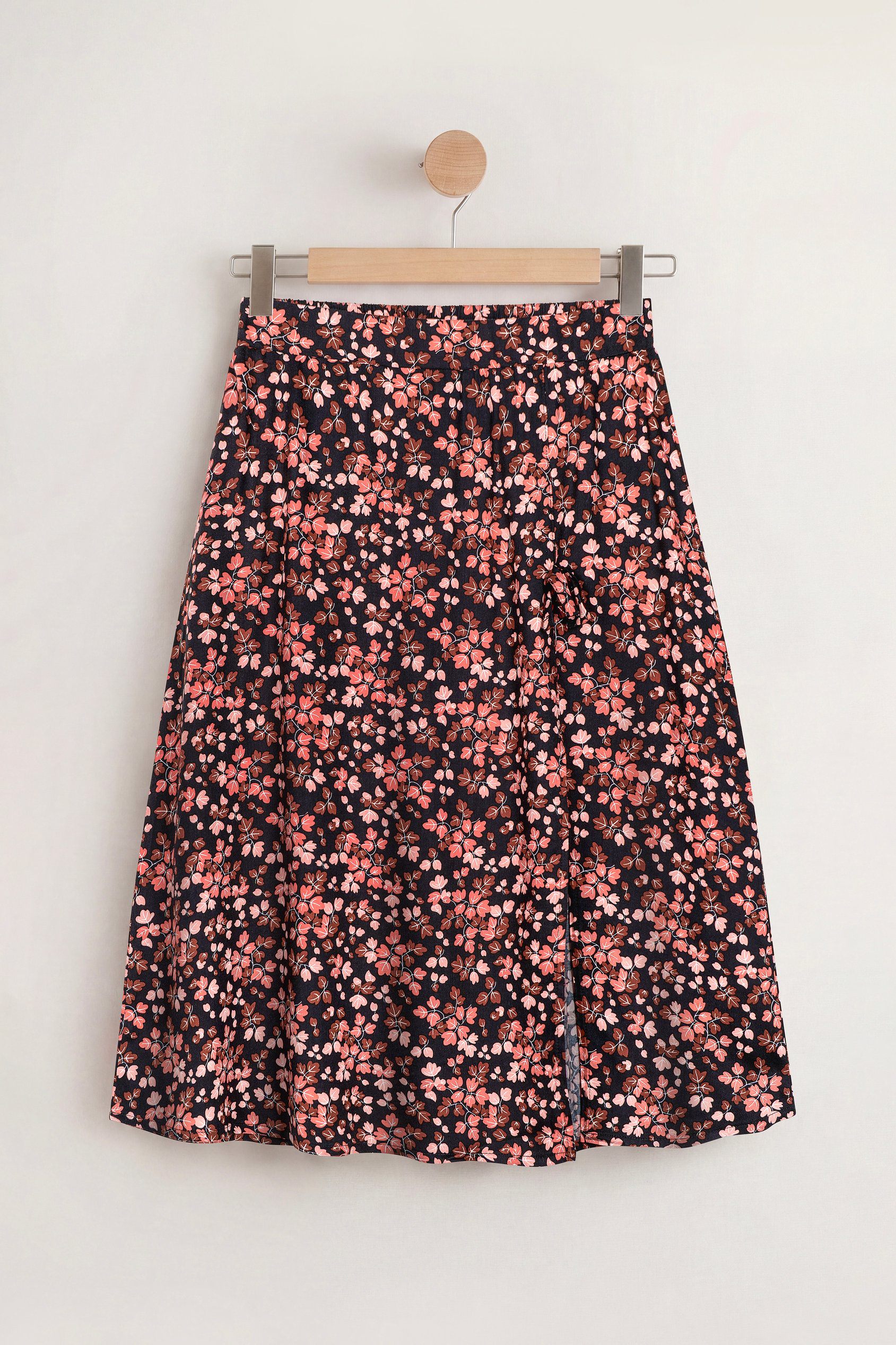 Enorsia Women's Black Viscose Midi A Line Skirt - Uk 18