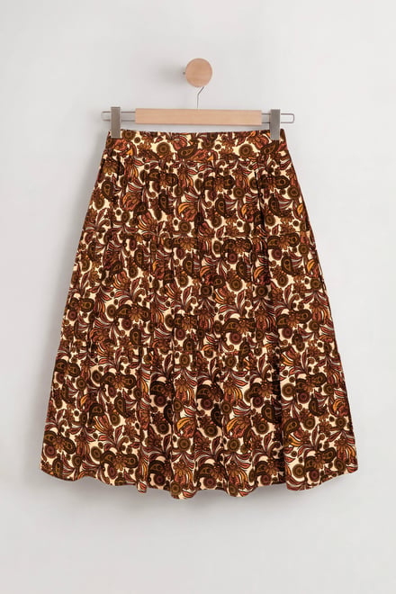 Women's Paisley Tiered Midi Skirt