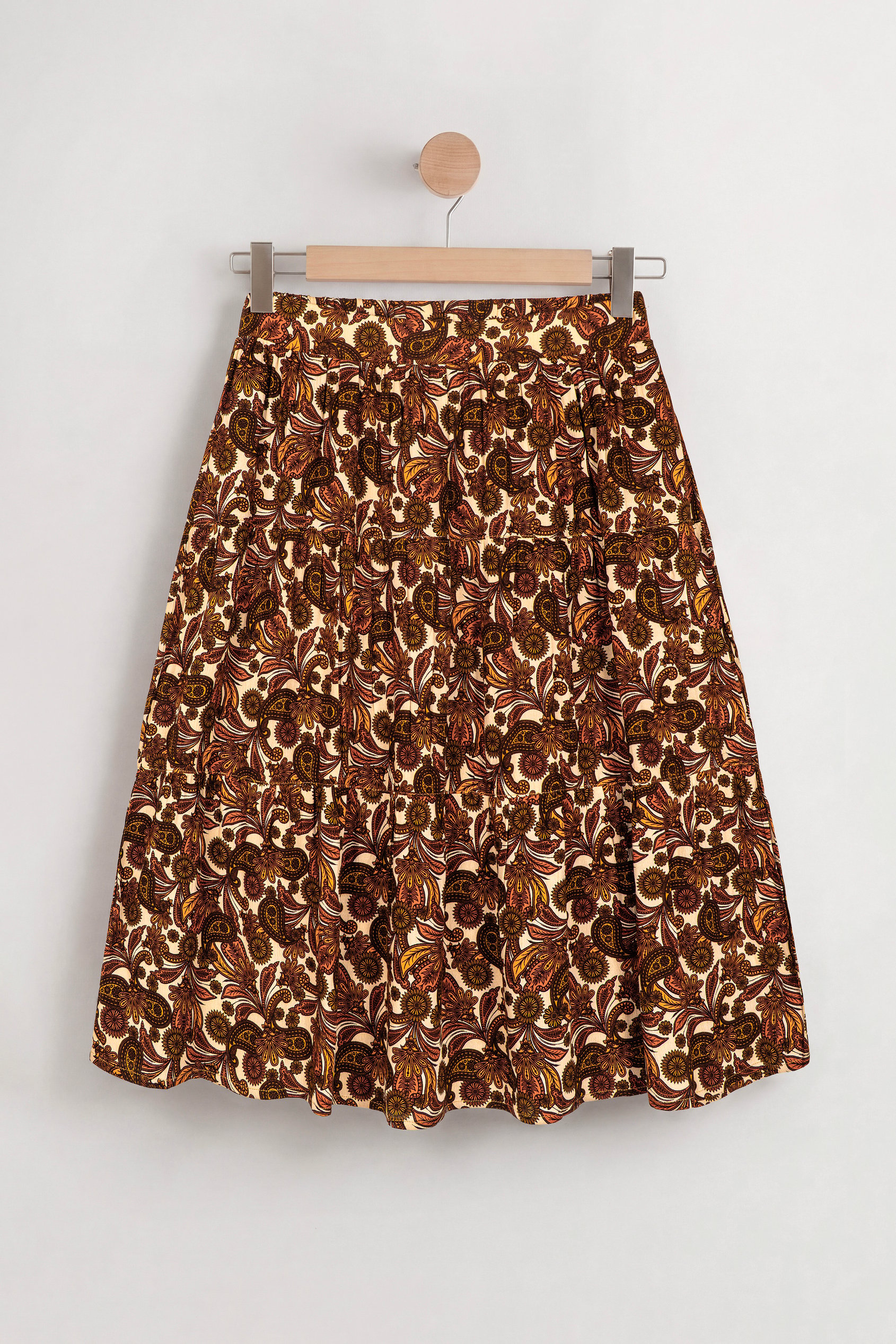 Women's Paisley Tiered Midi Skirt