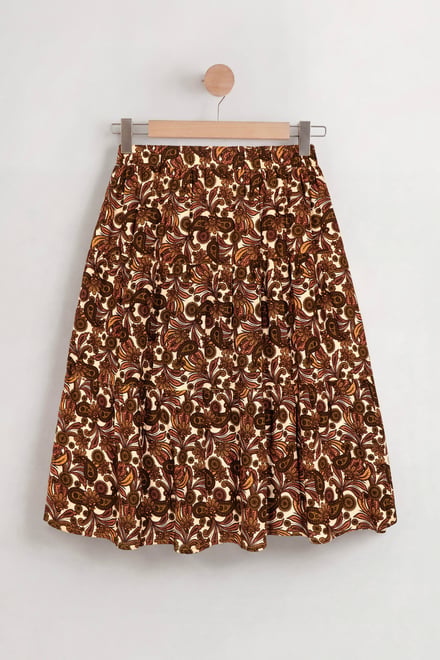 Women's Paisley Tiered Midi Skirt