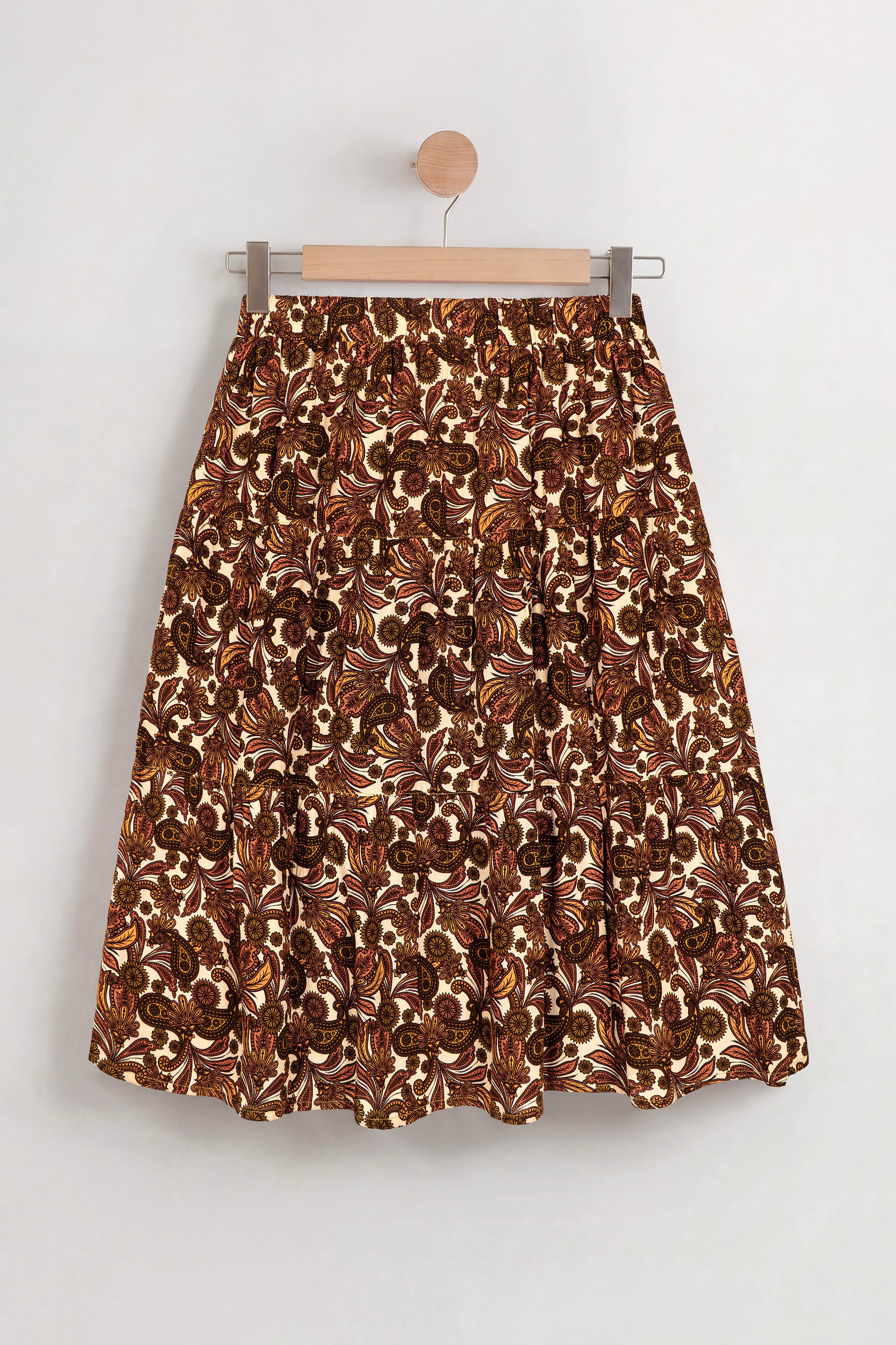 Women's Paisley Tiered Midi Skirt
