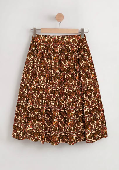 Women's Paisley Tiered Midi Skirt