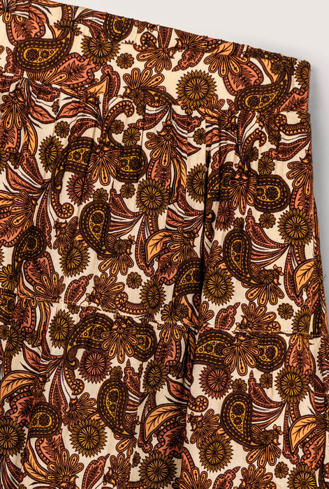 Women's Brown Paisley Printed Tiered Midi Skirt