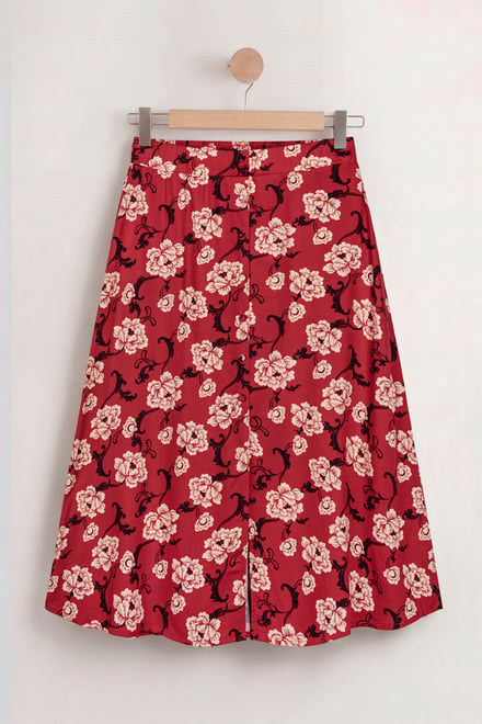 Women's Floral Viscose Midi Skirt