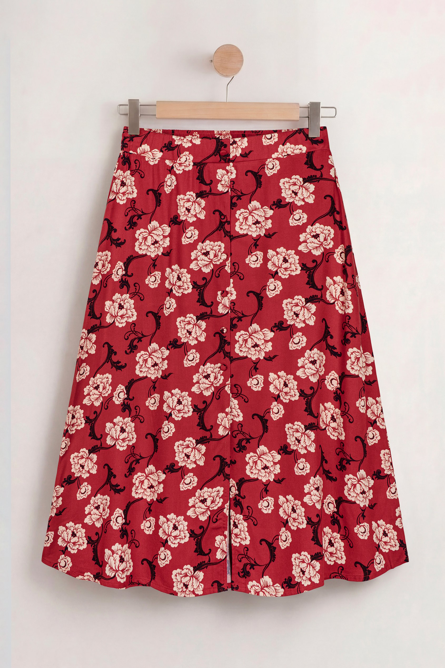 Women's Floral Viscose Midi Skirt