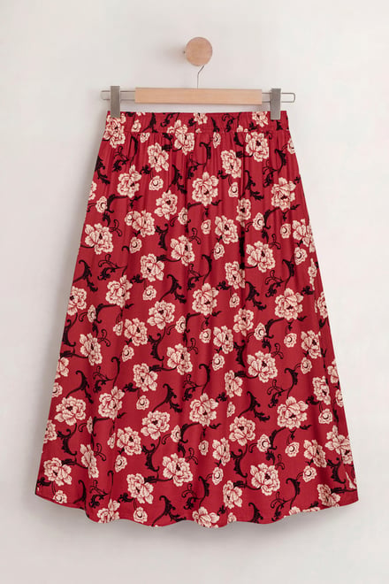 Women's Floral Viscose Midi Skirt