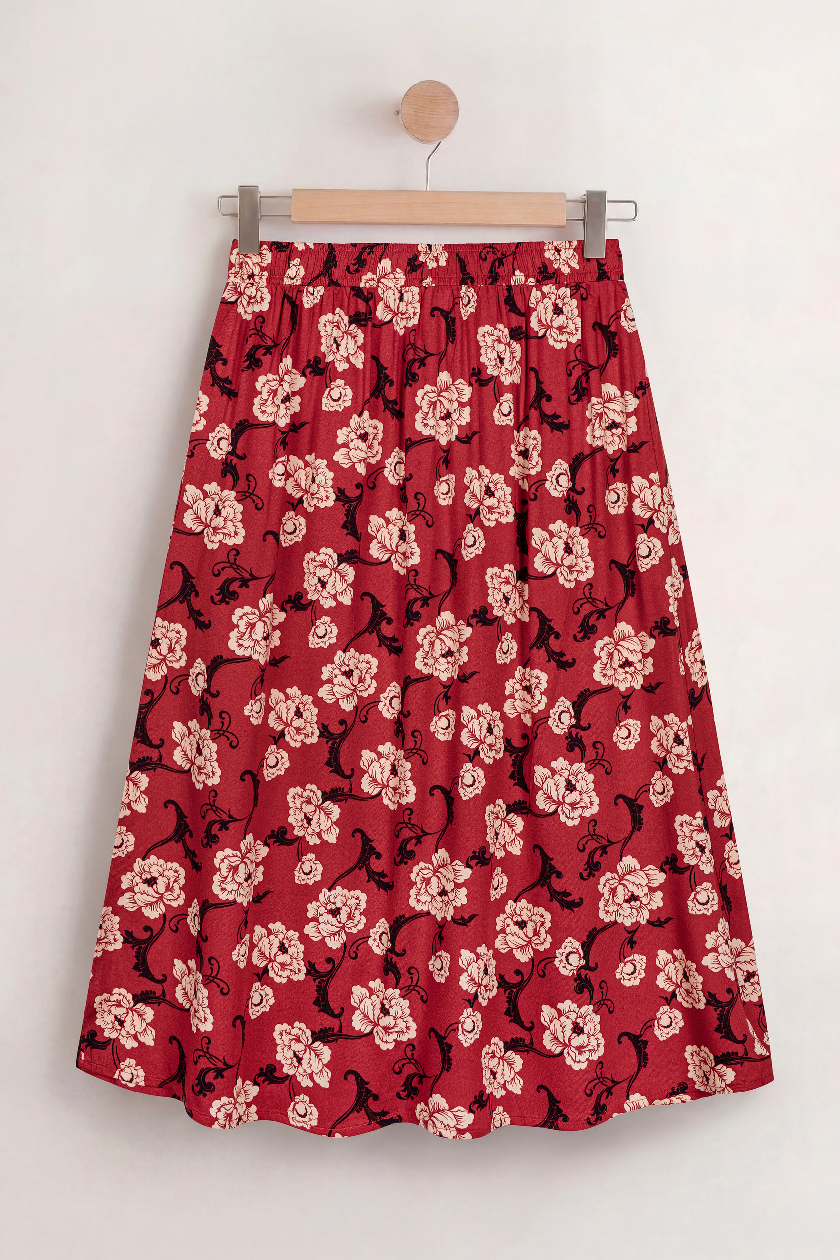 Women's Floral Viscose Midi Skirt