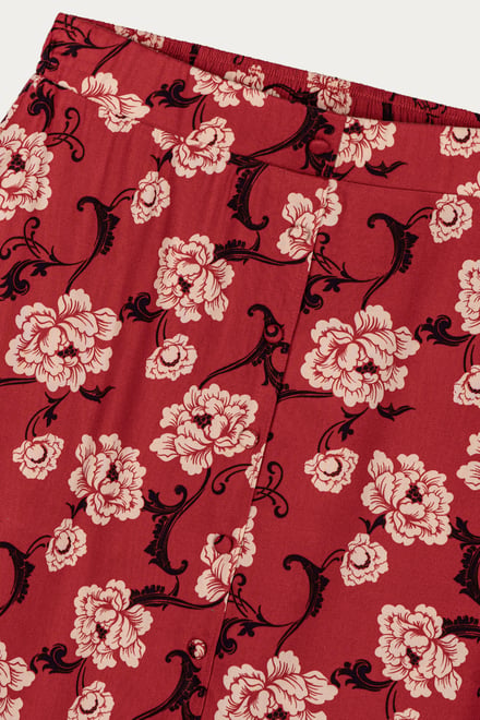 Women's Floral Viscose Midi Skirt