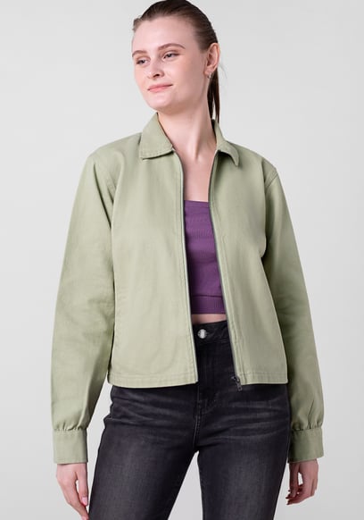 Womens Full Zip Cropped Jacket