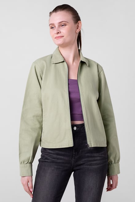 Womens Full Zip Cropped Jacket