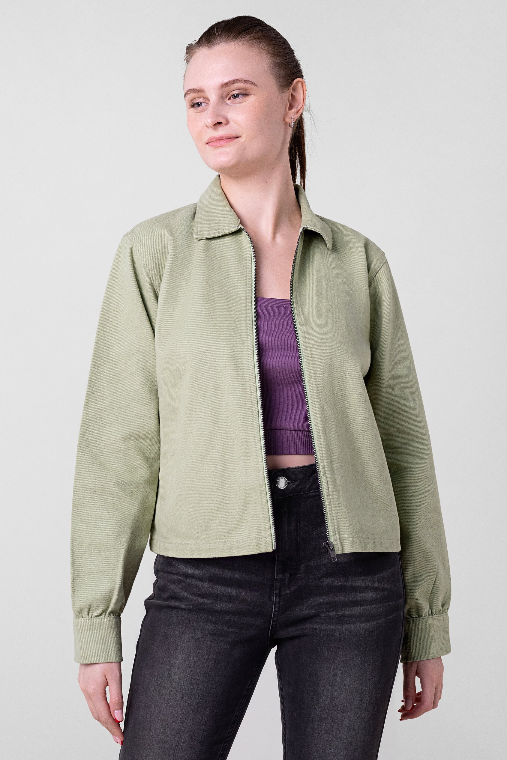 Womens Full Zip Cropped Jacket