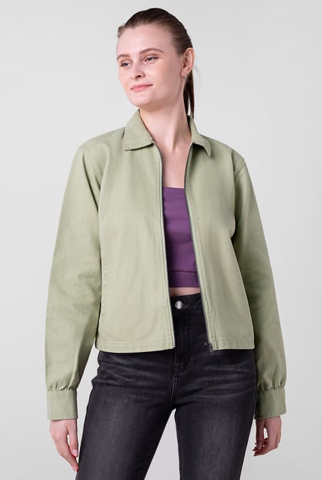 Womens Green Full Zip Cropped Jacket