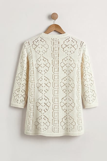 Women's Crochet Front Tie Knit Cardigan
