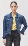 Puff Sleeve Denim Mid Wash Jacket