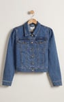 Puff Sleeve Denim Mid Wash Jacket