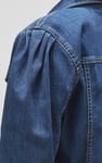 Puff Sleeve Denim Mid Wash Jacket