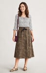 Women High Waist Lace Up A-Line Midi Skirt