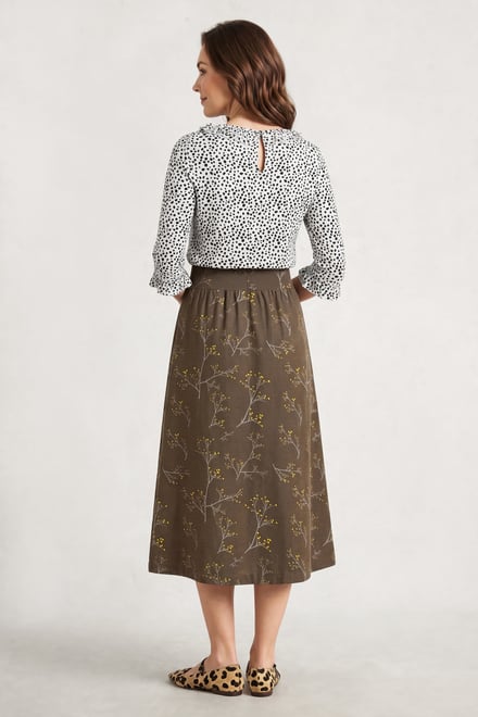 Women High Waist Lace Up A-Line Midi Skirt