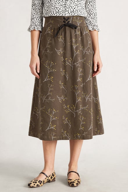 Women High Waist Lace Up A-Line Midi Skirt