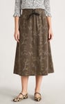 Women High Waist Lace Up A-Line Midi Skirt
