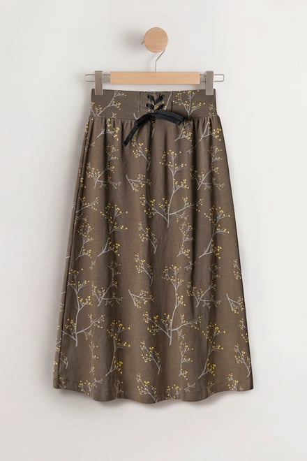 Women High Waist Lace Up A-Line Midi Skirt